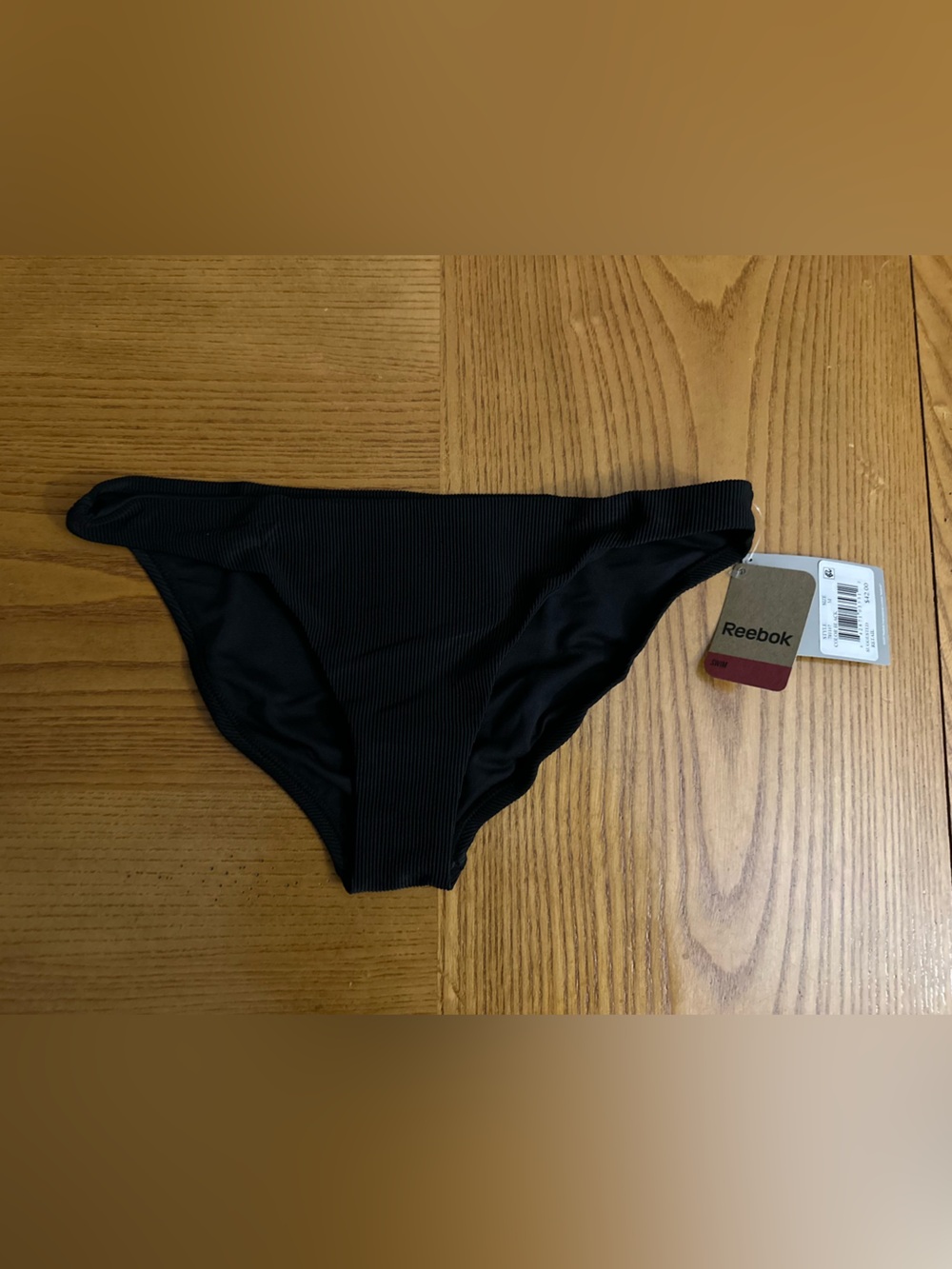 NWT Reebok Antimicrobial Ribbed Bikini Bottom BLACK Medium